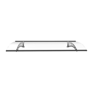 Schwarzes Vente-unique Türvordach Neona 150 cm mit transparenter Polycarbonatplatte und schwarzem Aluminiumrahmen.