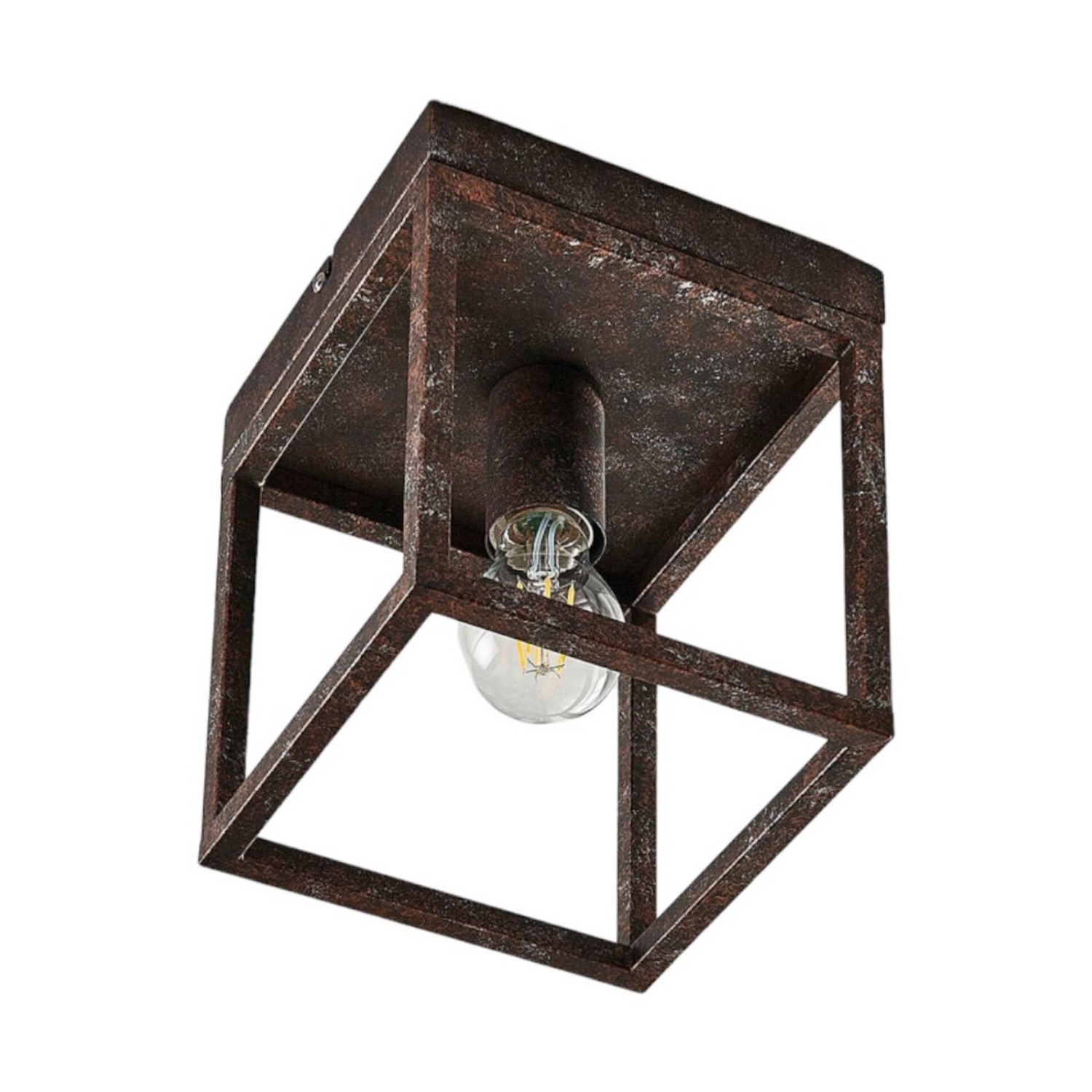 Lindby Deckenlampe Emin 9621503 Landhaus Vintage Rustikal in Braun aus Metall 1-flammig E27 Wohnzimmerleuchte