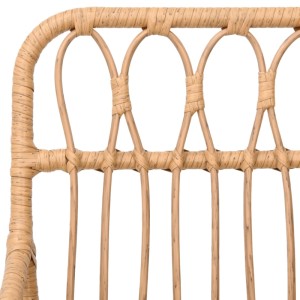 Detailansicht der Rückenlehne eines Rattan Gartenstuhls der vidaXL Essgruppe.
