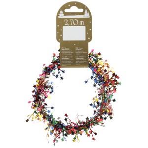 Mehrfarbige Mini-Sternchen-Girlande aus Draht, 270 cm lang, Weihnachtsdekoration.