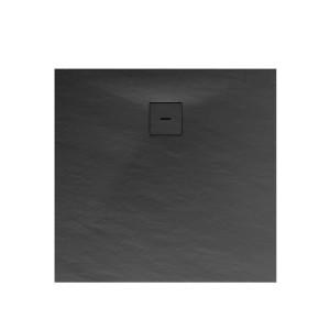 Quadratische Schulte Duschwanne ExpressPlus, 90x90 cm, Anthrazit in Steinoptik mit Ablauf.