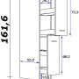 Skizze: Flex-Well Exclusiv Demi-Apothekerschrank Lara, 30 cm, Anthrazit/San Remo Eiche, Maße
