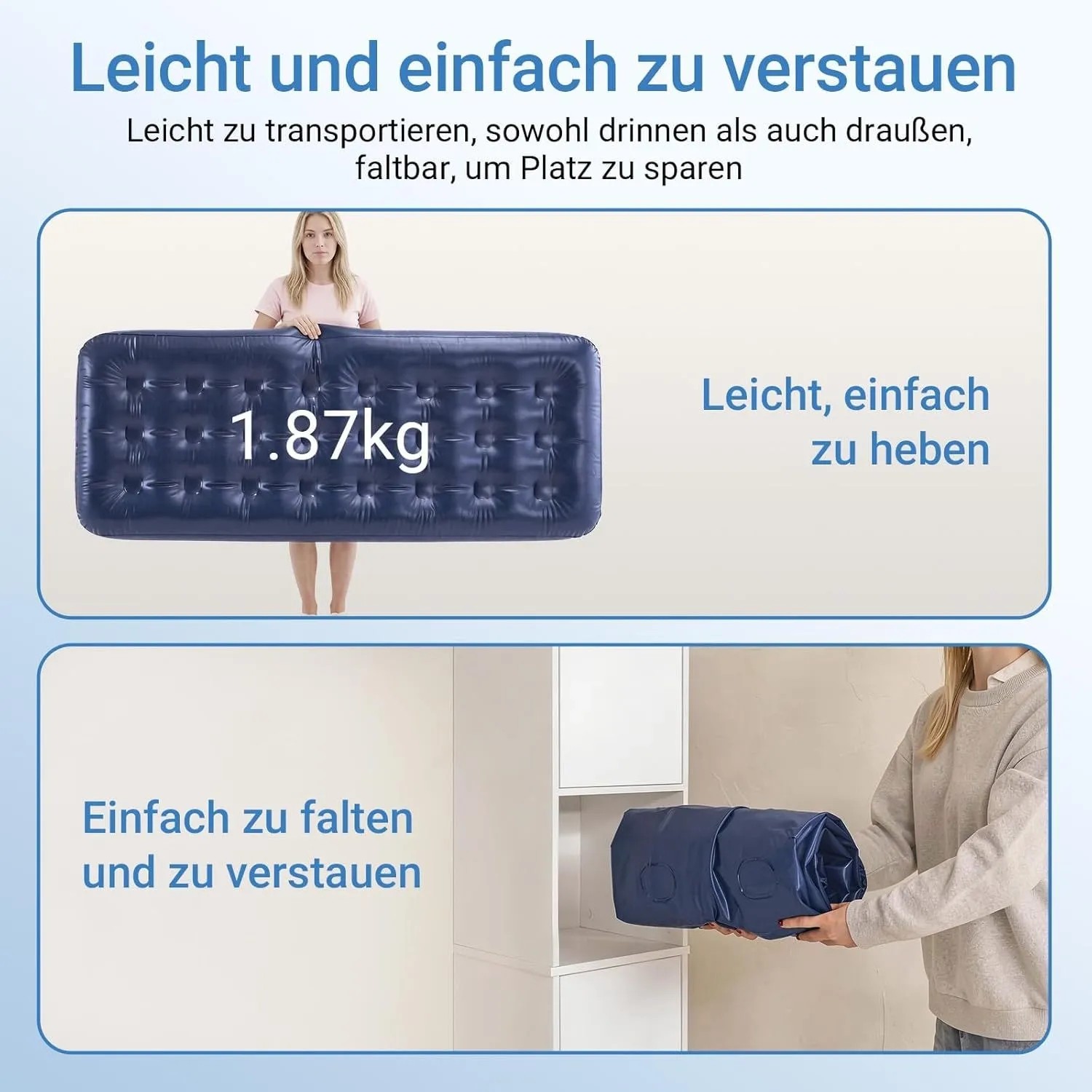 SoBuy Luftmatratze OGS32-II-HG-P01, grau, leicht verstaubar für Camping & Zuhause.