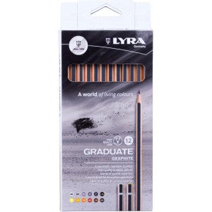 LYRA Graduate Graphitstifte, 12 Stück, verschiedene Härtegrade zum Zeichnen und Skizzieren.