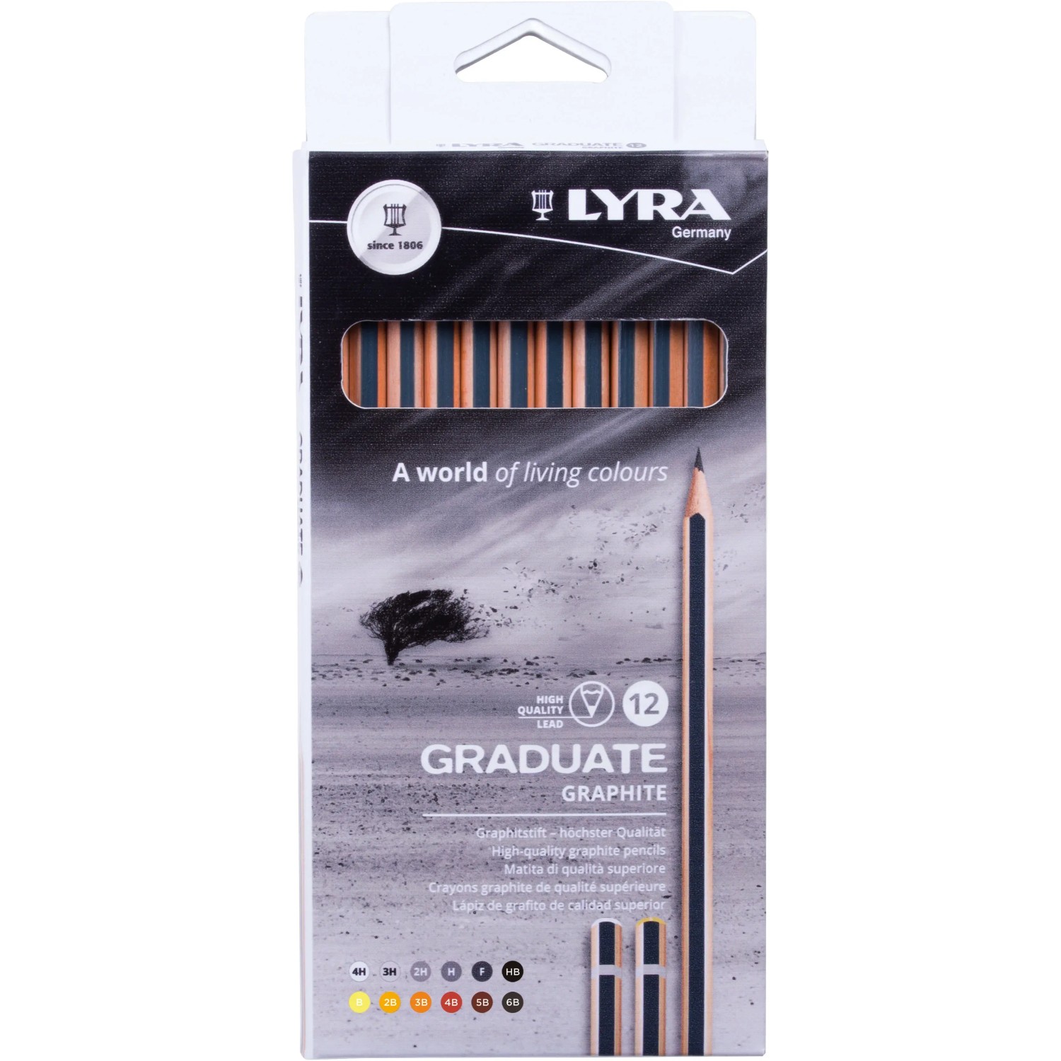 LYRA Graduate Graphitstifte, 12 Stück, verschiedene Härtegrade zum Zeichnen und Skizzieren.