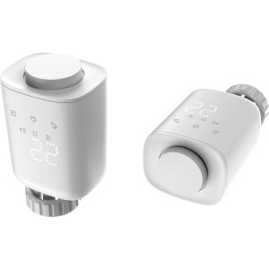 E-Thermostatventil SH7 in Weiß, zur Heizungs-Installation mit digitaler Anzeige.