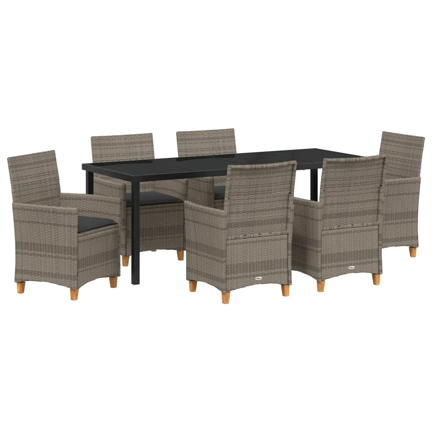 Thumbnail - vidaXL Garten Essgruppe 7-Tlg Grau Poly Rattan 3381077
