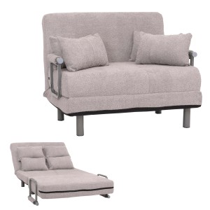 MCW Schlafsessel K29 Grau: Sessel mit Schlaffunktion und Boucle Stoffbezug, inklusive Kissen.