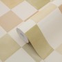 ESTAhome Vliestapete mit Karomuster in Beige, Braun und Grün.