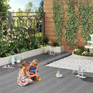 WOLTU 11 Stück WPC Terrassenfliesen Holzoptik Bodenbelag Hellgrau