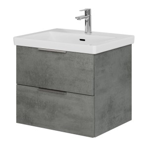 Steinkamp Waschtischunterschrank Living 2.0, Oxid Dunkelgrau mit Villeroy & Boch Subway 3.0 Waschtisch.