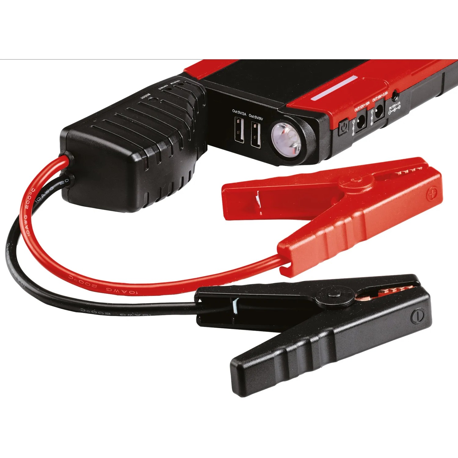 Einhell CE-JS 18 Jump-Start Power Bank mit Starthilfekabel und Klemmen.
