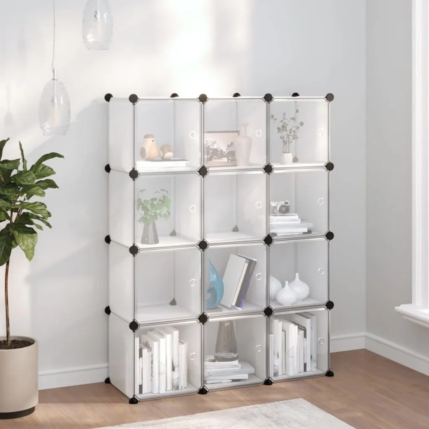 vidaXL Aufbewahrungswürfel-Organizer mit 12 Würfeln und Türen Transparent PP 340555_2