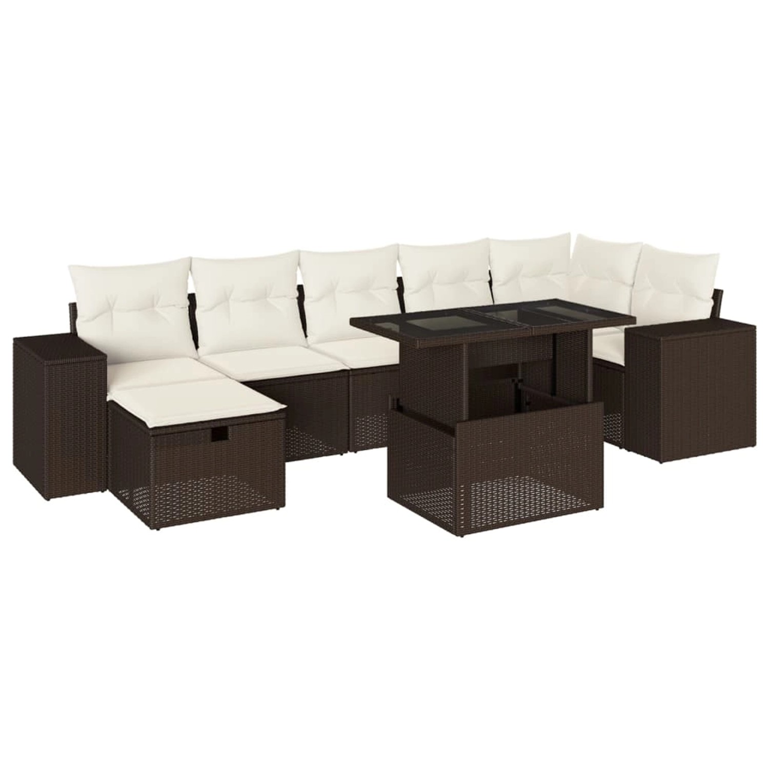 vidaXL 8-Tlg Garten-Sofagarnitur mit Kissen Braun Poly Rattan 3275313 günstig online kaufen