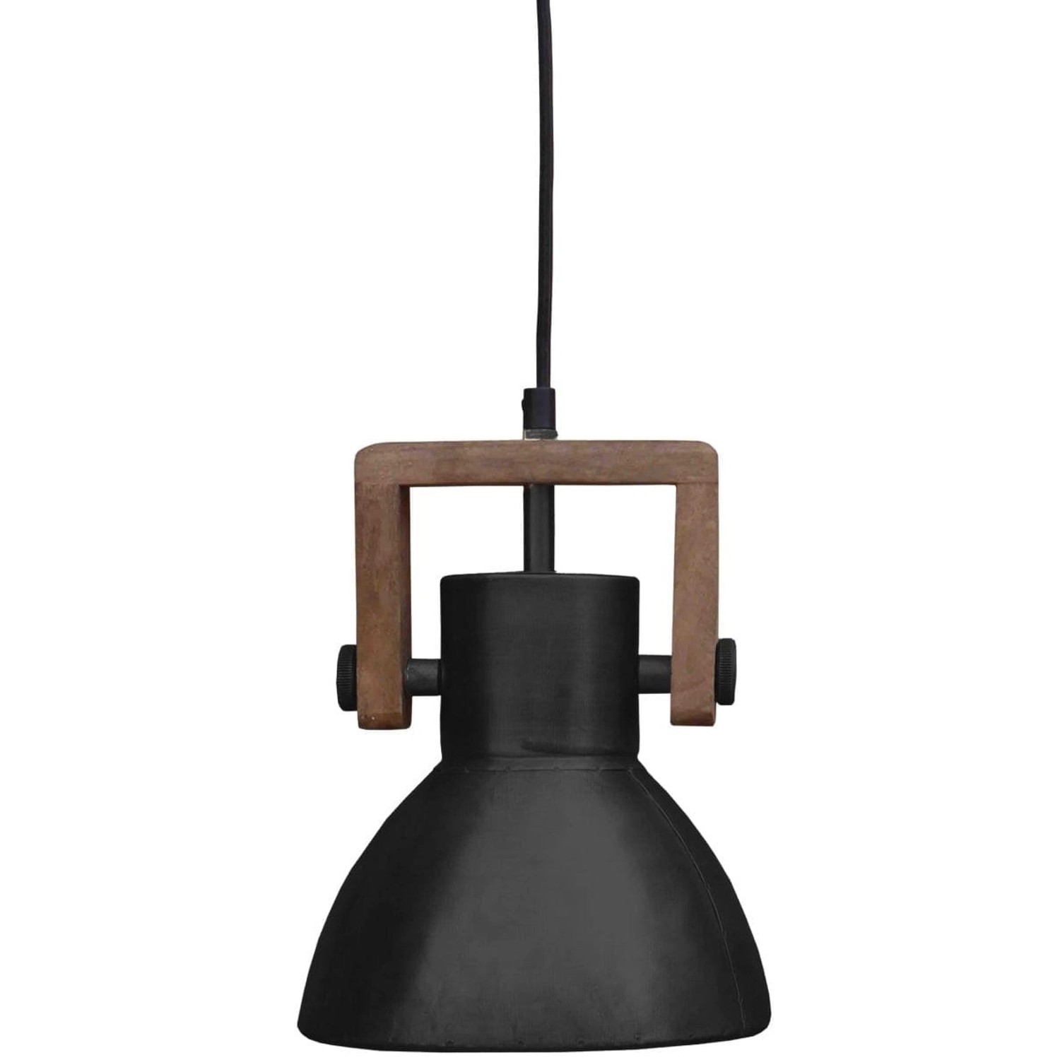 PR Home Ashby Hochwertige Vintage Hängelampe aus Holz u. Metall Schwarz 19cm E27 dimmbar