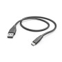Schwarzes Hama USB-A auf USB-C Ladekabel, 1,5 m lang.
