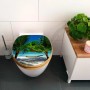 Banjado WC-Sitz aus Bambus mit Strandmotiv. Toilettendeckel mit Absenkautomatik.