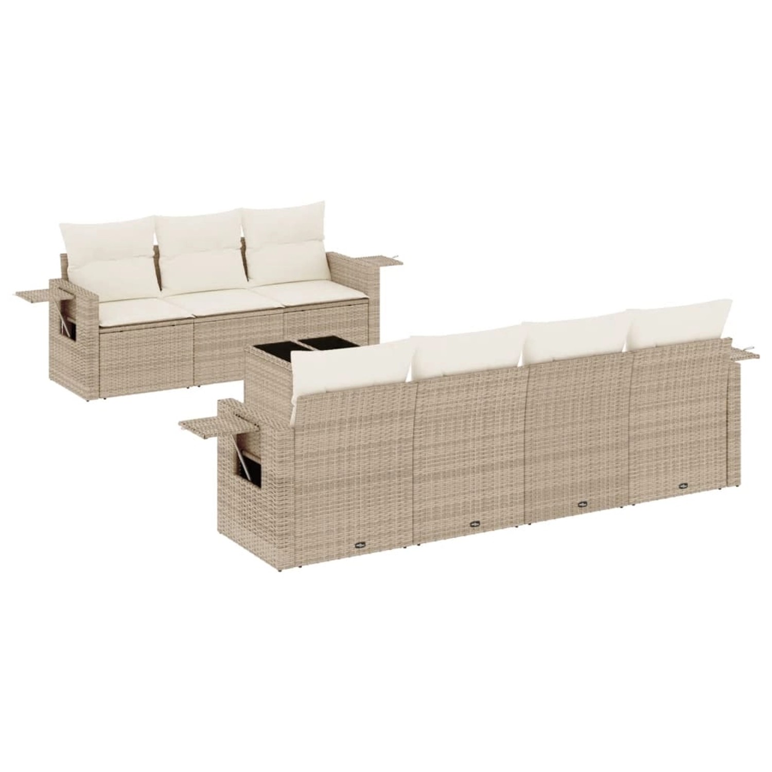 vidaXL 8-Tlg Garten-Sofagarnitur mit Kissen Beige Poly Rattan 3252265 günstig online kaufen