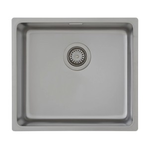 Respekta Einbauspüle Detroit, 49x44 cm, Edelstahlspüle mit Ab- und Überlaufgarnitur.