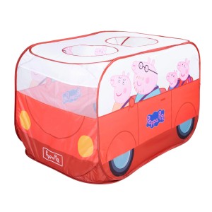 roba Pop Up Spielzelt Peppa Pig in Autoform mit Automatischer Klappfunktion für Indoor und Outdoor Rot und Weiß