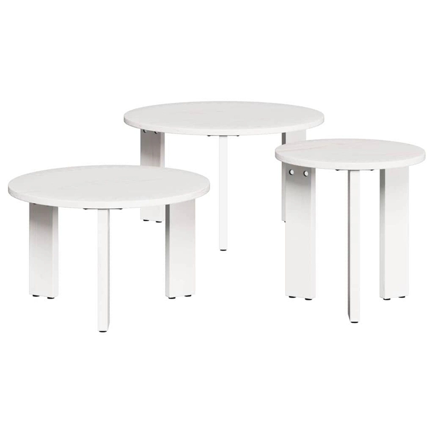 vidaXL Couchtisch 3 Stk Weiß 47,5 x 47,5 x 27 cm Massivholz Kiefer 873563 günstig online kaufen