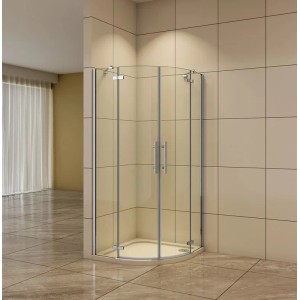 Duschparadies Duschkabine 80 x 80 cm Runddusche Höhe 195cm Viertelkreis Duschabtrennung 6mm Nano Glas Dusche Mit Weiß Duschtasse Typ HQX