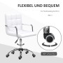 HOMCOM Bürostuhl, weißes Kunstleder, höhenverstellbar, mit Rollen für flexible Nutzung.