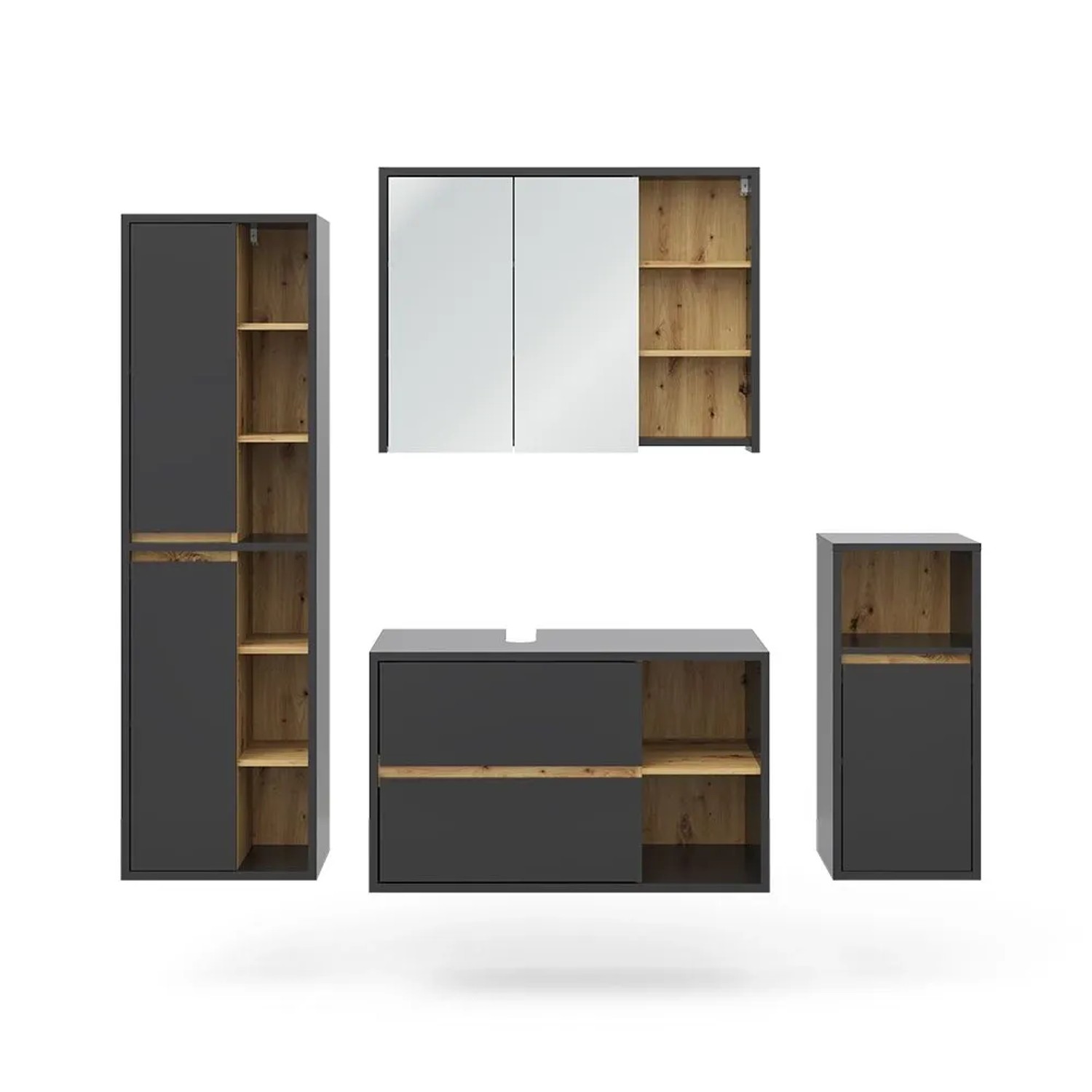 Vicco Badmöbel-Set Viola Anthrazit 100 x 60 4-teilig