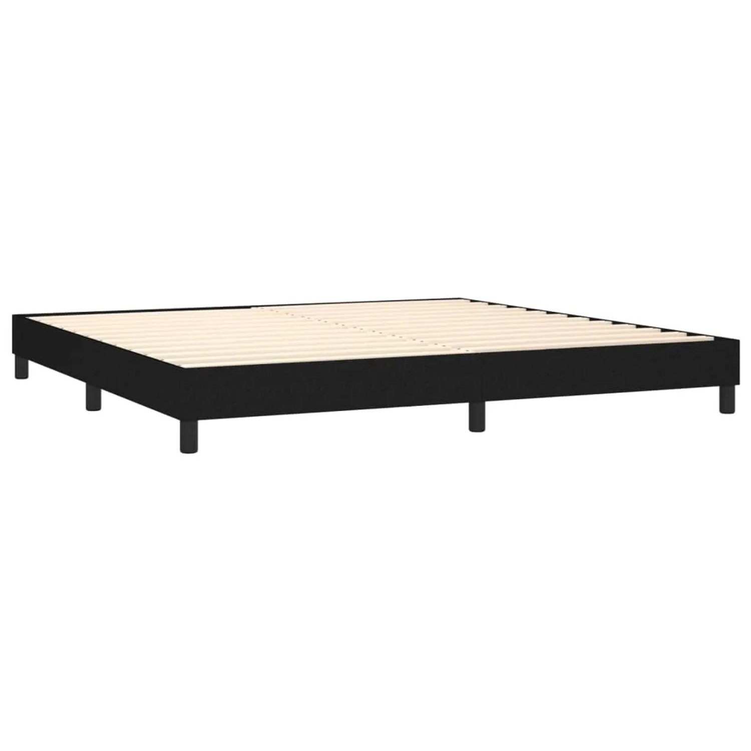 Schwarzes vidaXL Boxspringbett 200x200 cm mit Lattenrost. Bettrahmen aus Stoff.