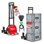 Schwarze klappbare PROREGAL Treppensackkarre ELEPHANT aus Aluminium mit Sternrädern, 80kg Traglast, inkl. Expanderseilen und Handschuhen.