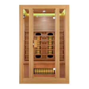 Artsauna Infrarotkabine Nyborg S120V aus Hemlockholz mit Vollspektrumstrahler.