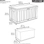 Abbildung der Lifetime Gartenbox, 128x64x67 cm, dunkelbraun, mit Maßangaben.