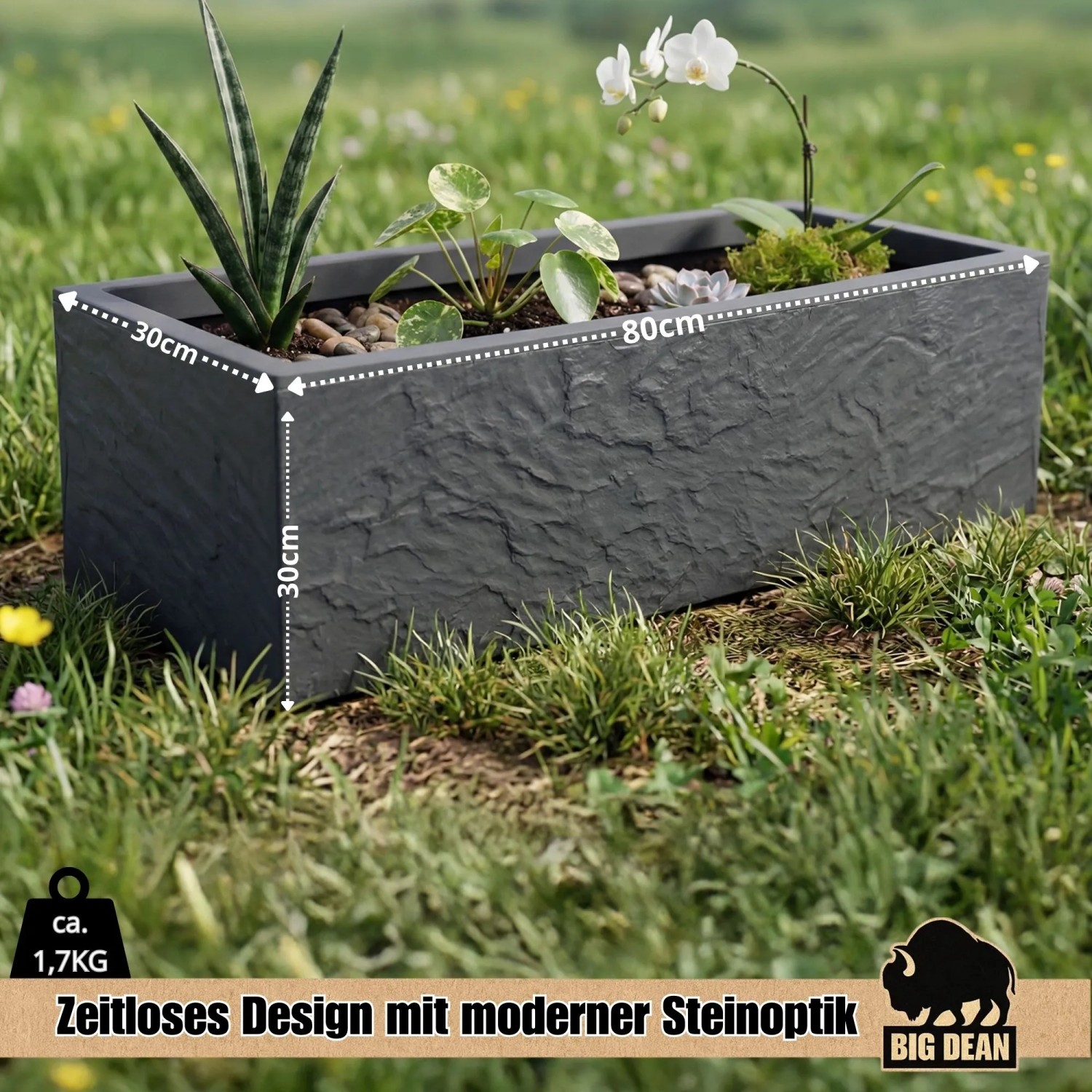 BigDean Pflanzkübel Vulkano 72L Rechteckig Blumenkasten Mit Wasserspeicher_3