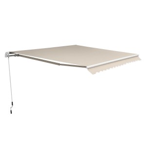 Beige Outsunny Gelenkarmmarkise aus Polyester und Aluminium, 450x300 cm, für Terrasse und Balkon.