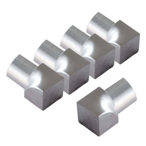 Mehrere Dalsys Innenecken für Fliesenschienen, Viertelkreis, 5x8mm, Edelstahl gebürstet.