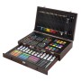 ECD Germany Malkoffer, 112-teilig, mit Buntstiften, Farben, Pinseln und Zubehör im Holzkoffer.