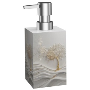 SANILO Seifenspender Tree of Life, Badhelfer mit Baum-Design in Weiß und Gold.