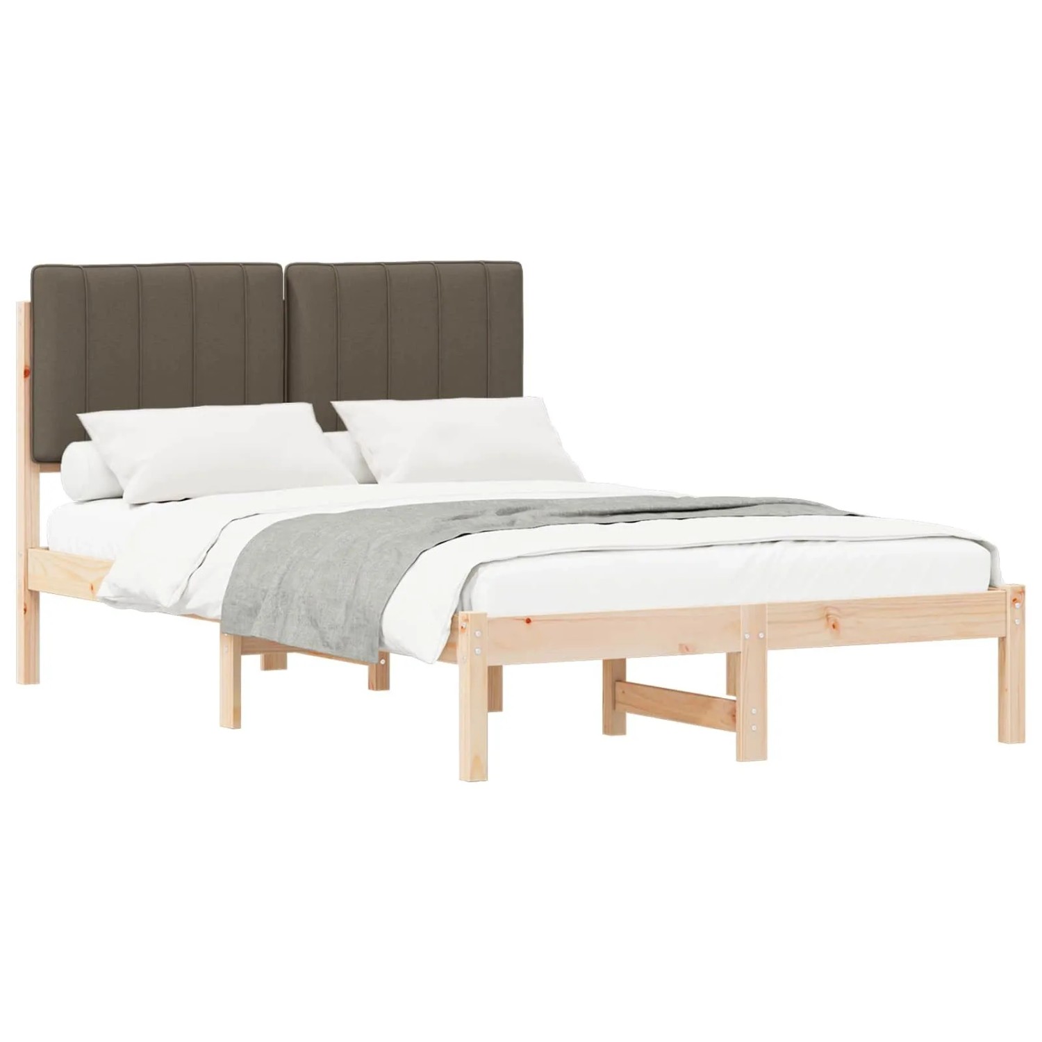 vidaXL Bettgestell mit Gepolstertem Kopfteil Taupe 120 x 190 cm 878067 günstig online kaufen