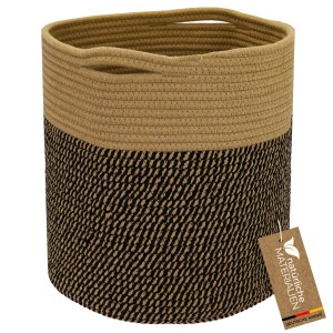 HMF Aufbewahrungskorb Versteckten Griffen Runder Korb Kallax 31 x 31 cm Schwarz-Honig