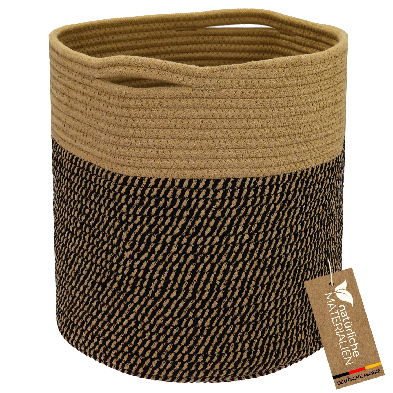 HMF Aufbewahrungskorb Versteckten Griffen Runder Korb Kallax 31 x 31 cm Schwarz-Honig