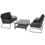Graues 4-teiliges Siena Garden Lounge-Set Kansas mit Tisch, Sofa und Sesseln.