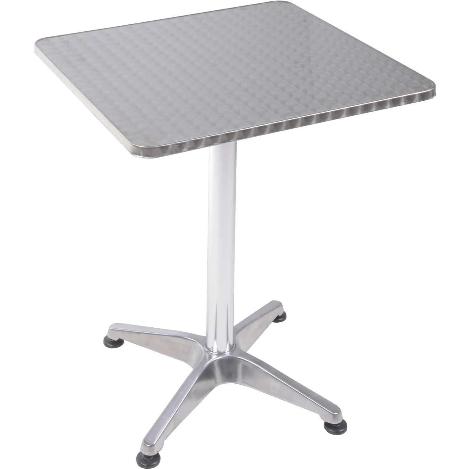 Quadratischer, silberner Gartentisch 60x60 cm von Garden Pleasure mit Aluminiumgestell.