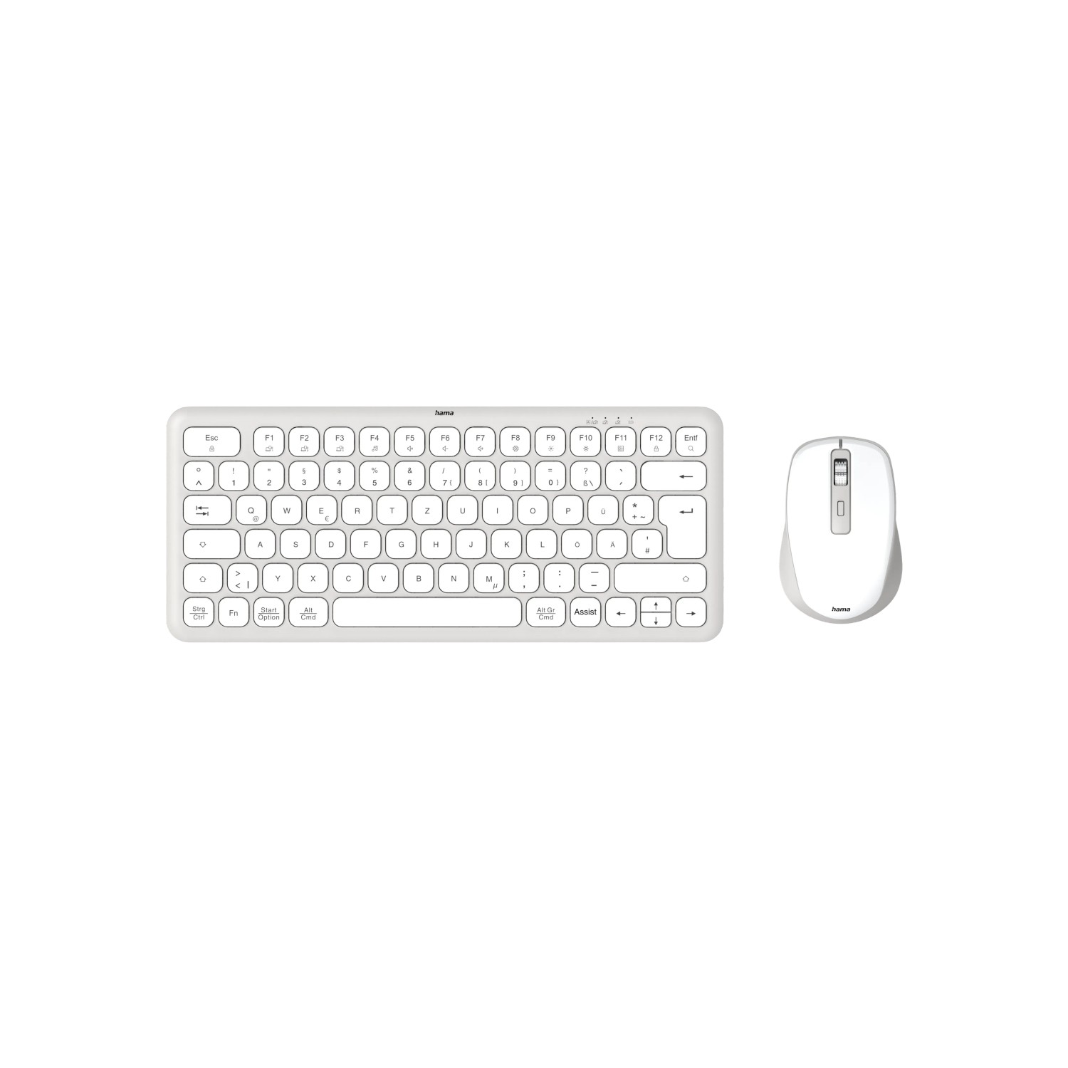 Image of Hama Multi-Device-Tastatur-Maus-Set WKM-500 QWERTZ Kabellos Klein Weiß
