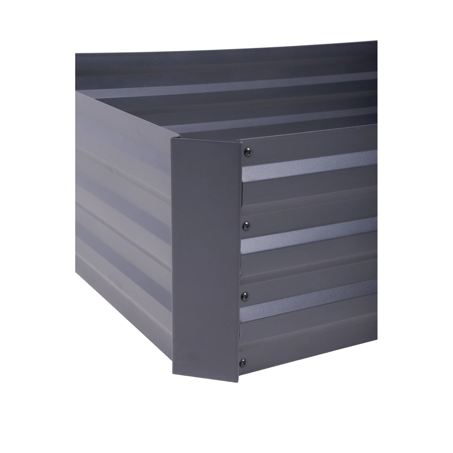 Detailansicht: Anthrazitfarbene Garden Pleasure Beetumrandung aus Metall.