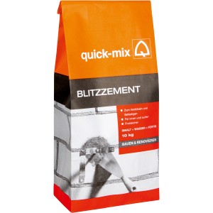 Quick-Mix Blitzzement 10 kg Sack, schnellhärtender Zement für Innen- und Außenbereich.