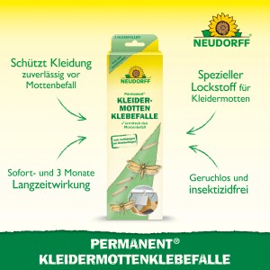 Neudorff Kleidermottenfalle, 2er-Pack: Klebefalle zur Erkennung von Mottenbefall in Kleiderschränken.