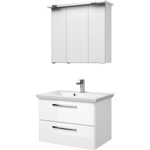Pelipal Badmöbel-Set Trentino, 80 cm, Weiß: Waschtisch mit Unterschrank und Spiegelschrank
