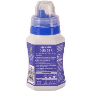 Compo Orchideendünger 250ml Flasche mit Dosierhilfe für gesunde Orchideen.