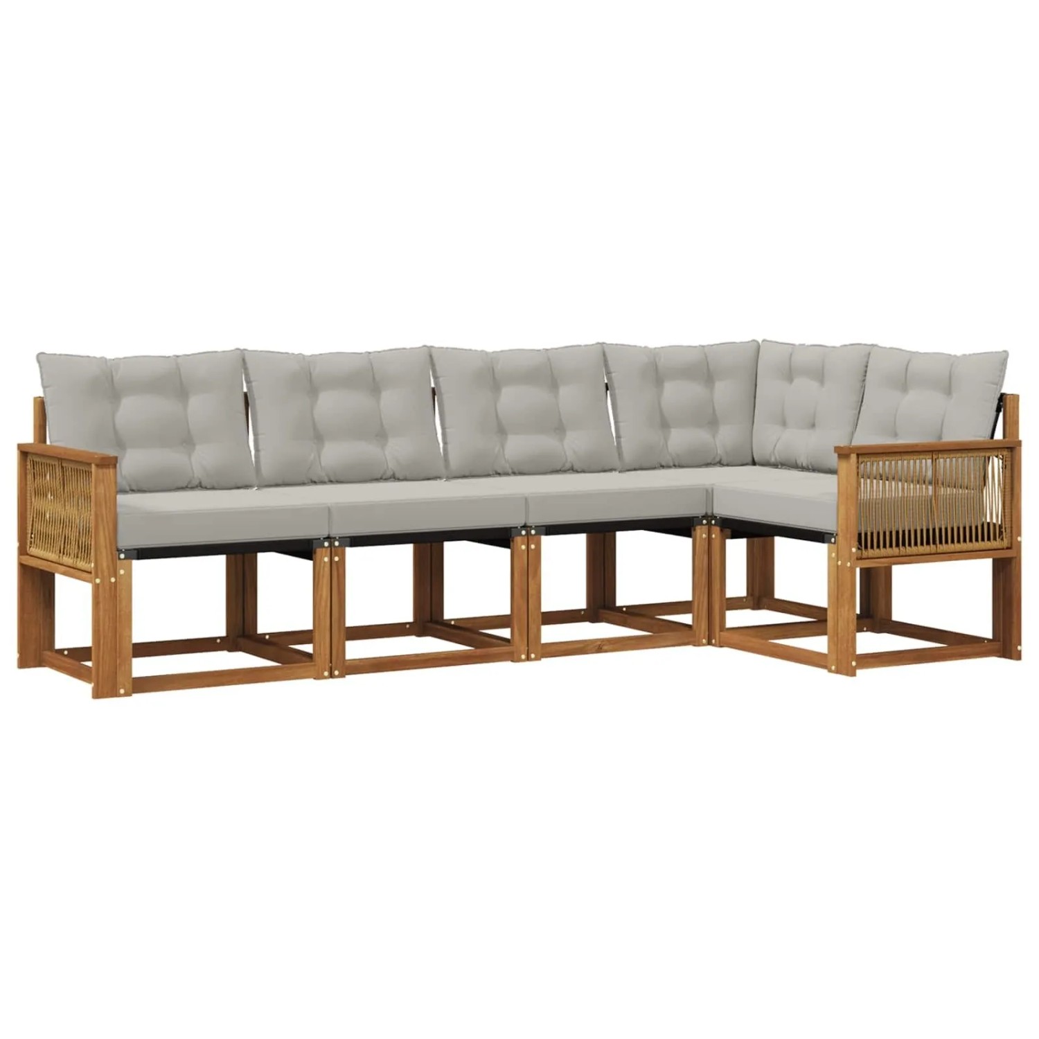 vidaXL Outdoor-Sofagarnitur mit Kissen 5 Stk Natur und Hellgrau 3381955