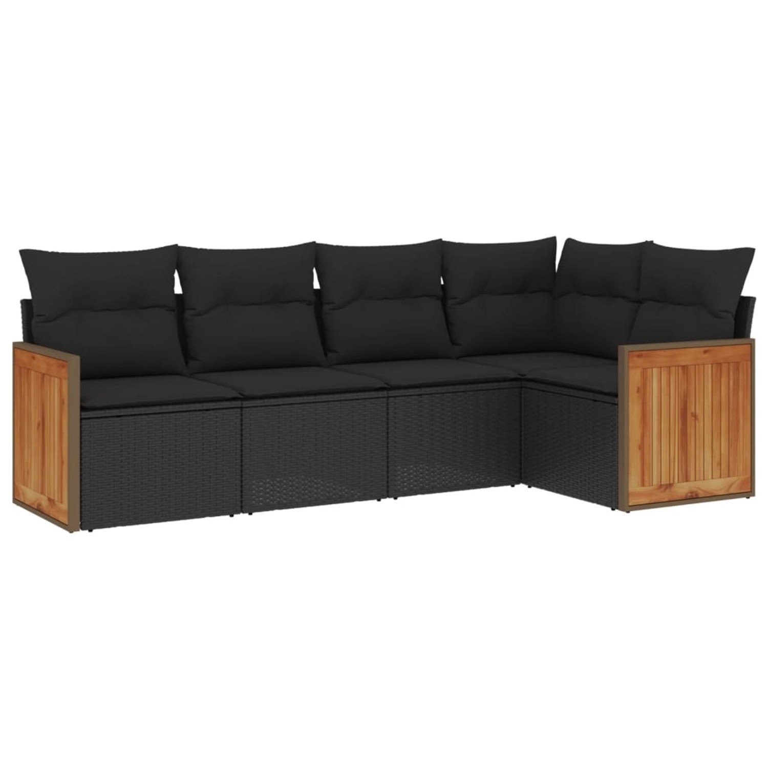vidaXL 5-Tlg Garten-Sofagarnitur mit Kissen Schwarz Poly Rattan 3260025 günstig online kaufen